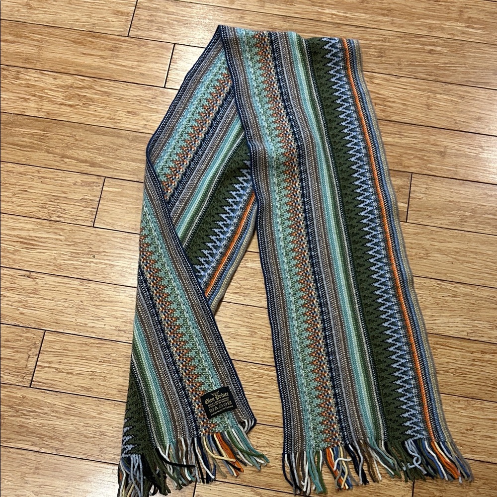 Glen Prince Colorful Striped Scottish Lambswool Knit Scarf